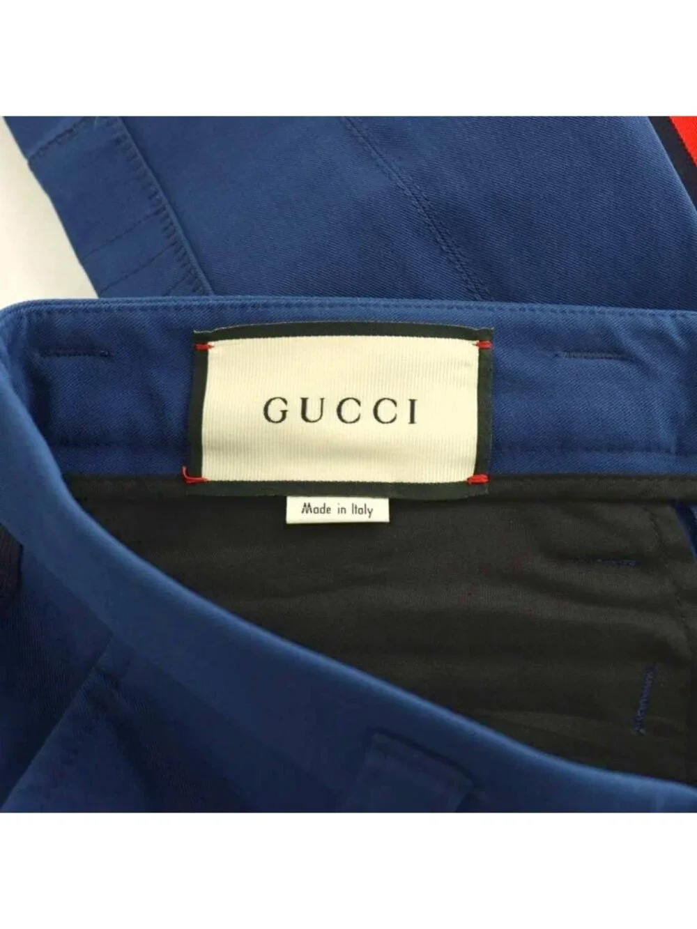 Gucci Stretch Gabardine Side Line Tapered Pants 46 Blue HS